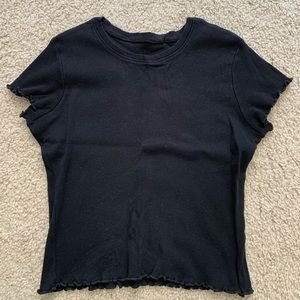 Brandy melville cropped ruffle edge tshirt
